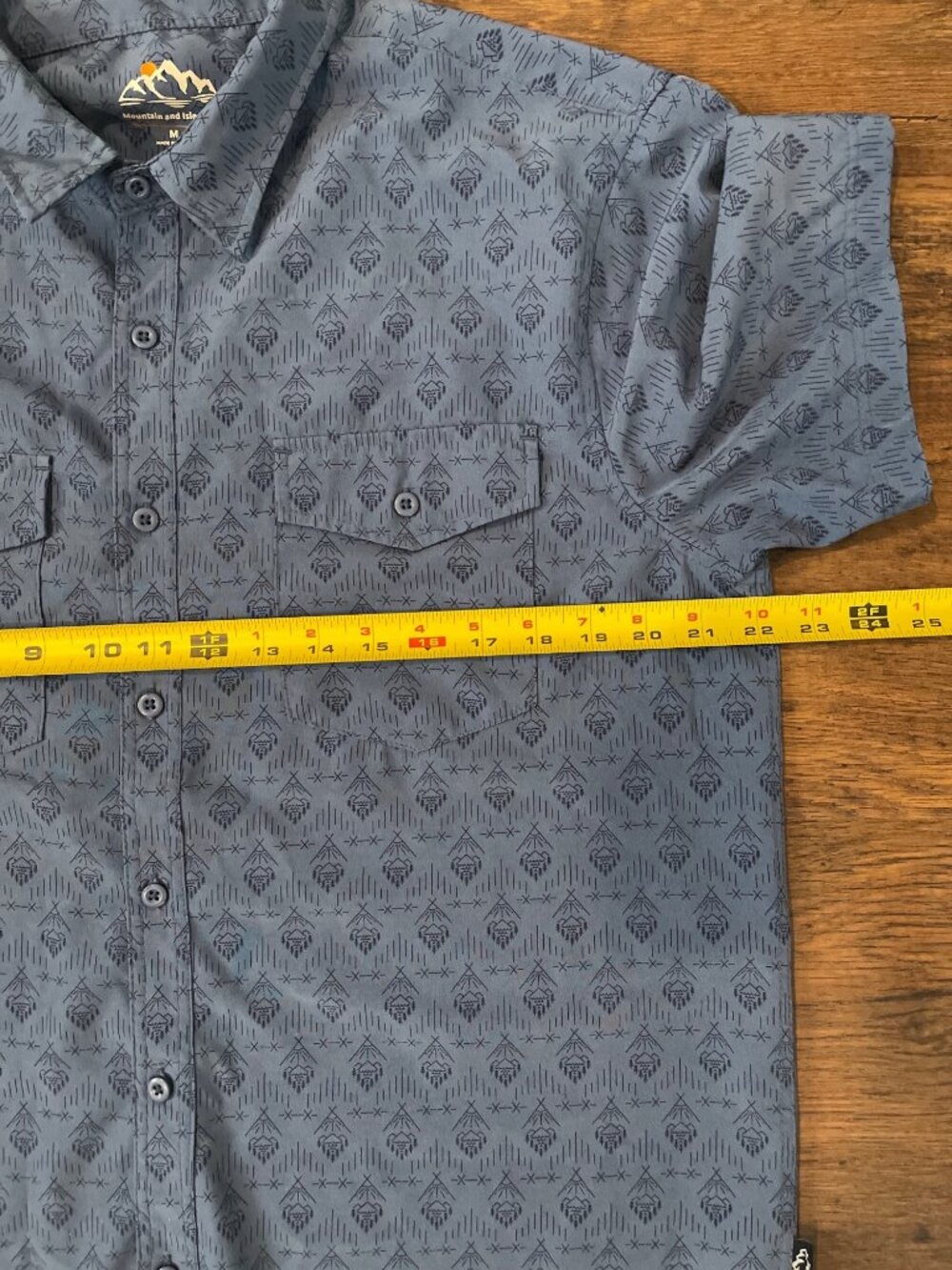 Mountain and Isles Button Shirt Blue Mens sz Medium - Picture 5 of 6